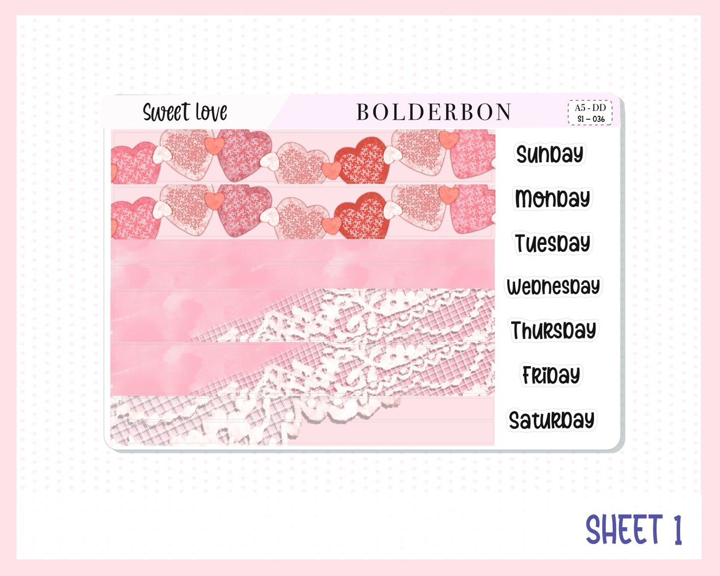 SWEET LOVE || A5 Daily Duo Planner Sticker Kit