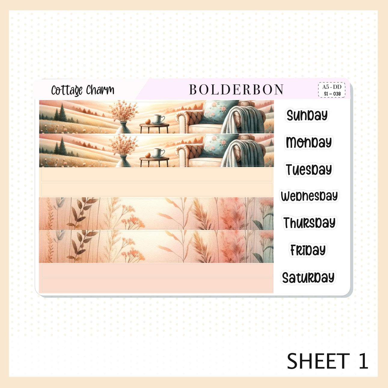COTTAGE CHARM || A5 Daily Duo Planner Sticker Kit