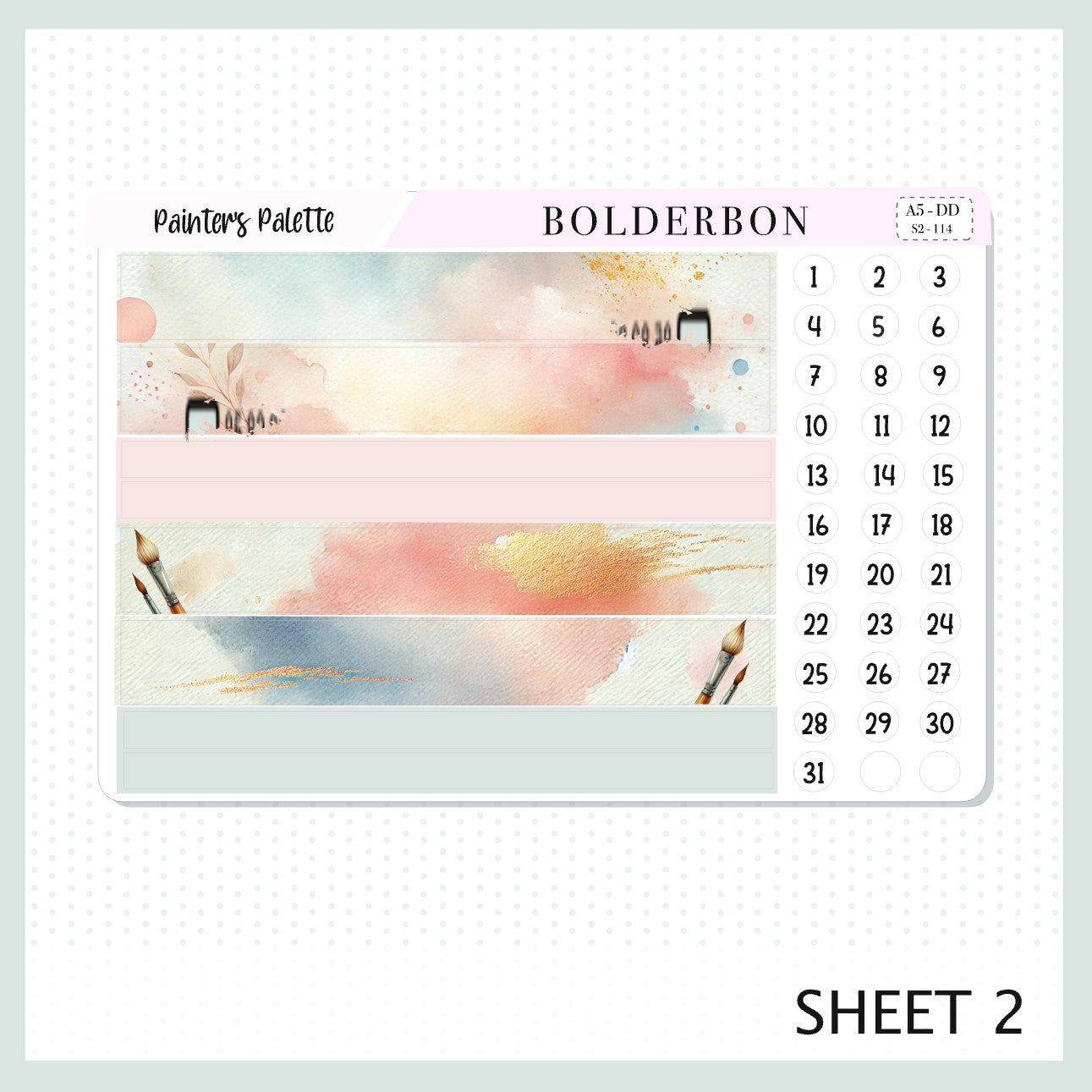 PAINTER'S PALETTE || A5 Daily Duo Planner Sticker Kit