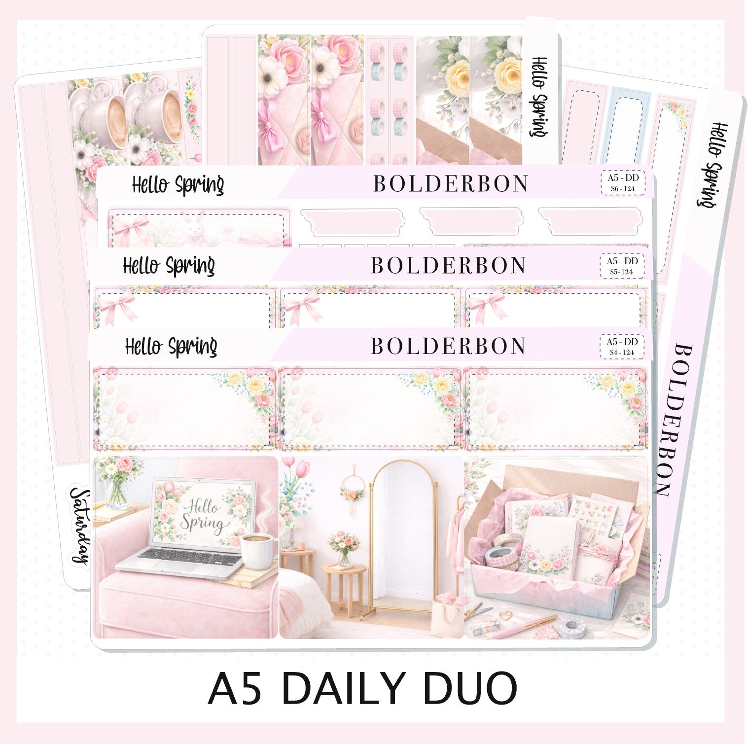 HELLO SPRING A5 Daily Duo || EC Planner Sticker Kit – Bolderbon
