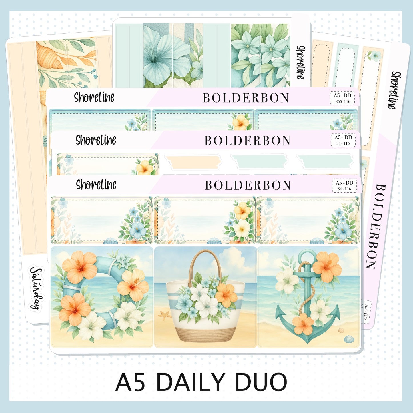 SHORELINE A5 Daily Duo || Planner Sticker Kit