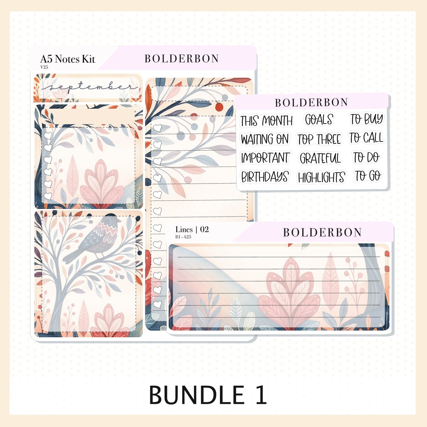 SEPTEMBER A5 Notes Kit || New Layout 2025/2026, Planner Sticker Kit for Erin Condren Planners, Windsong Theme
