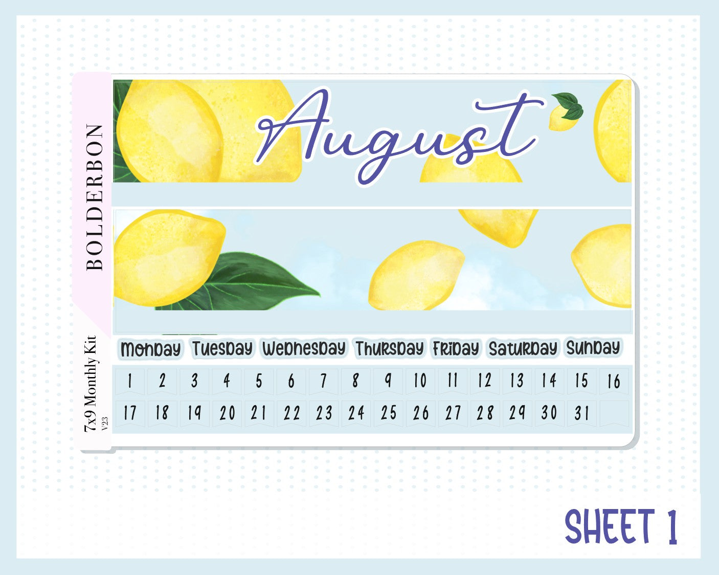 AUGUST 7x9 Monthly Sticker Kit