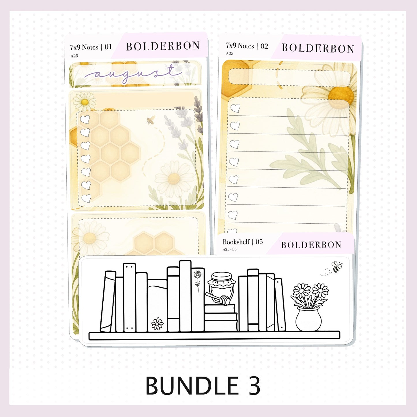 NEW AUGUST 7x9 Notes Kit || 2025/2026 Planner Sticker Kit for Erin Condren Planners, Sweet Honey