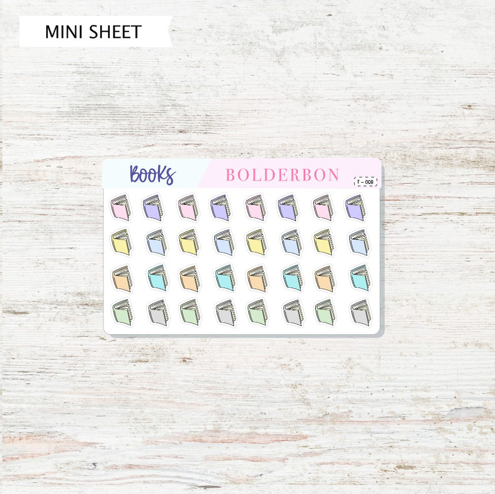BOOK Planner Stickers || Pastel Reading Icons for Journals, Planners & Notebooks, Cute Book Stickers for Habit Tracking, Book Lovers