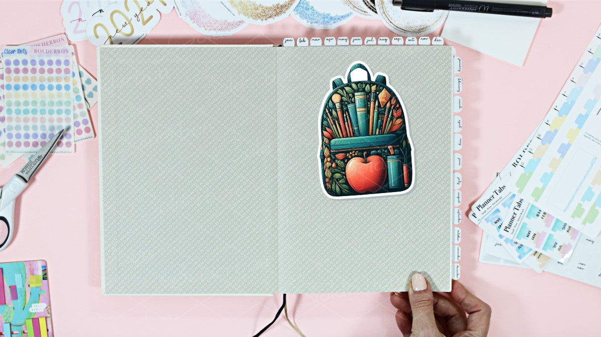 BACKPACK sticker || School, Academic Sticker, Planner Scrapbook, Laptop Sticker, Water Bottle Sticker, Car Decal