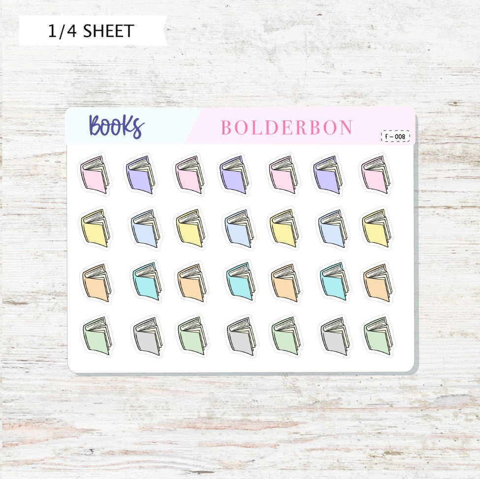 BOOK Planner Stickers || Pastel Reading Icons for Journals, Planners & Notebooks, Cute Book Stickers for Habit Tracking, Book Lovers