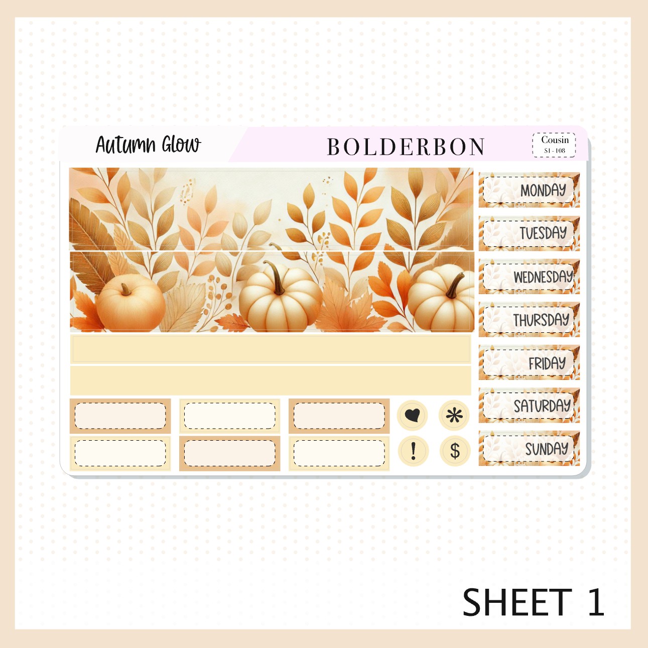AUTUMN GLOW Hobonichi Cousin || Planner Sticker Kit