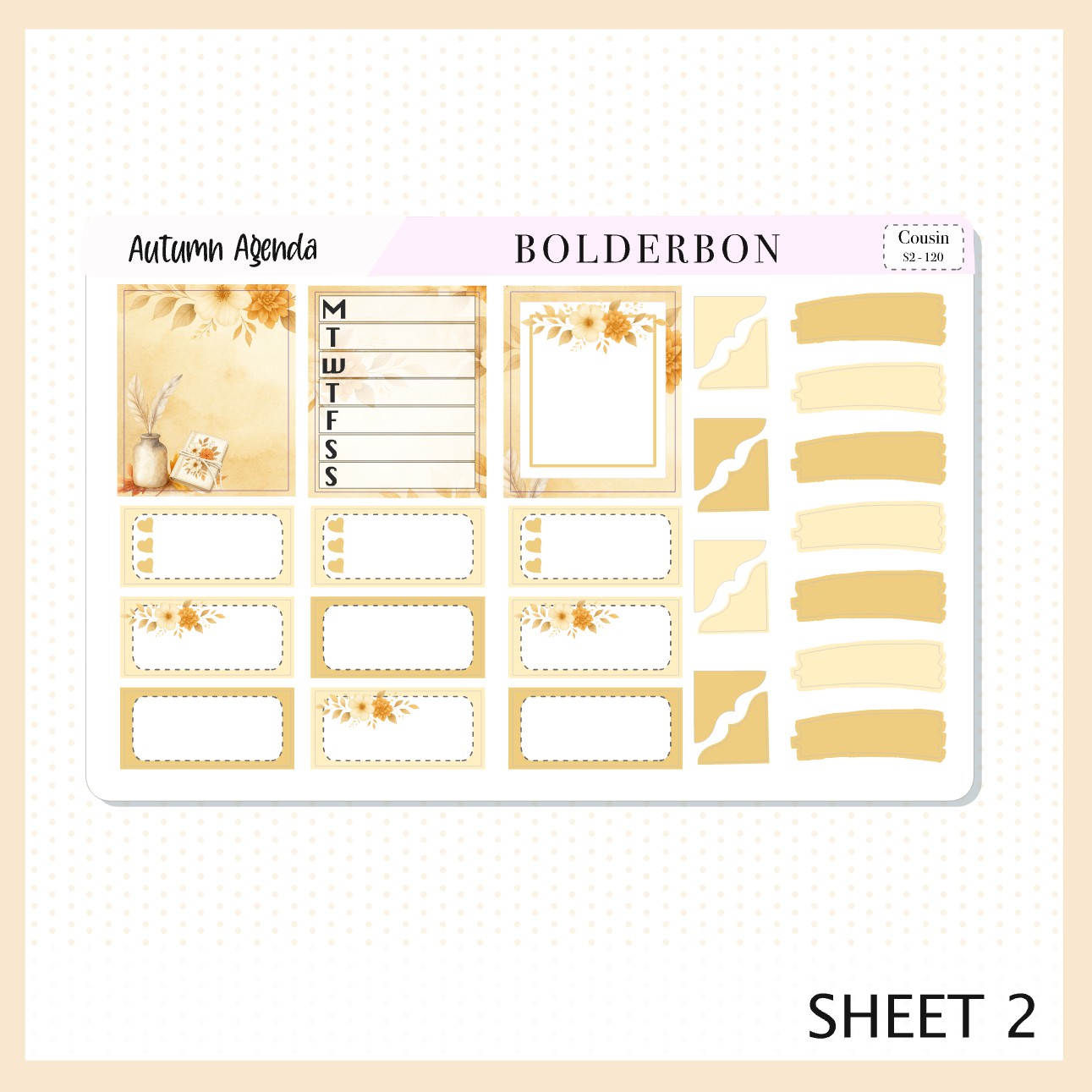 AUTUMN AGENDA Hobonichi Cousin || A5 Planner Sticker Kit, Cozy Fall Floral Planner Stickers, Autumn Aesthetic Vibe