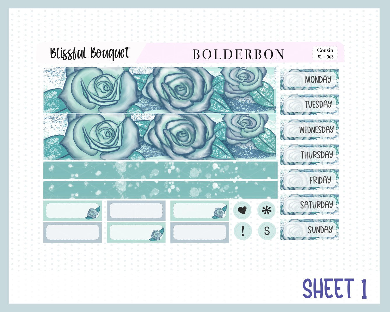 BLISSFUL BOUQUET Hobonichi Cousin || Weekly Planner Sticker Kit Hand Drawn, Winter