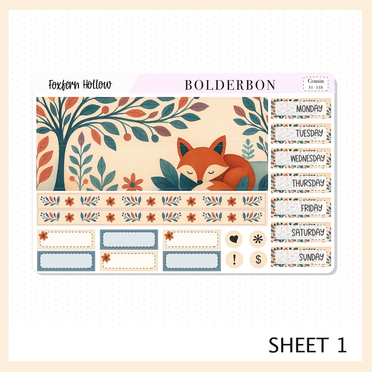 FOXFERN HOLLOW Hobonichi Cousin || A5 Planner Sticker Kit, Whimsical Woodland Forest Theme, Fall Leaves Vibe Planner Stickers
