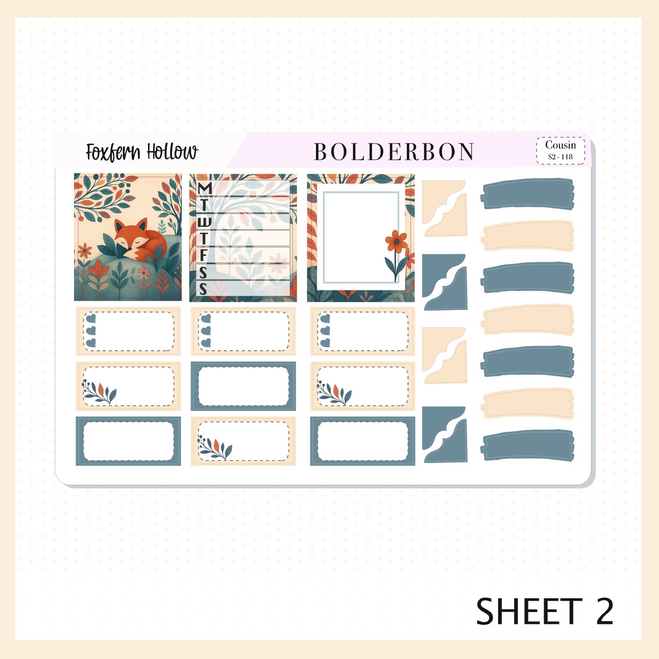 FOXFERN HOLLOW Hobonichi Cousin || A5 Planner Sticker Kit, Whimsical Woodland Forest Theme, Fall Leaves Vibe Planner Stickers