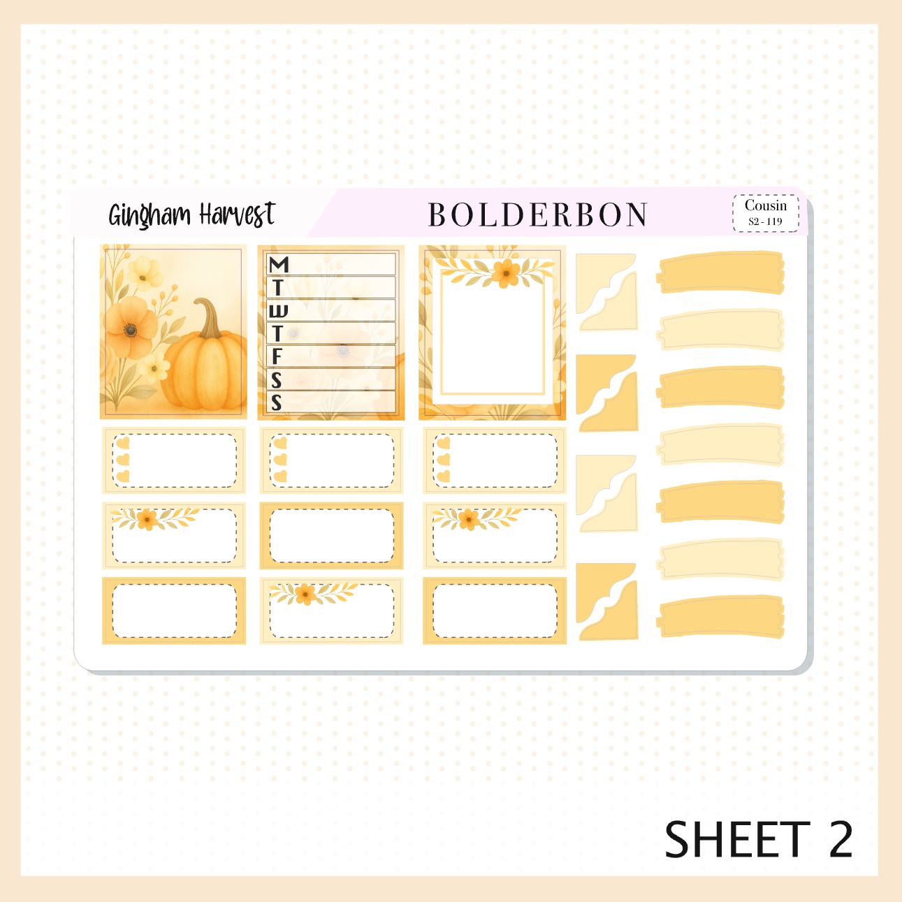 GINGHAM HARVEST Hobonichi Cousin || A5 Planner Sticker Kit, Cozy Fall Floral Planner Stickers, Autumn Aesthetic Vibe