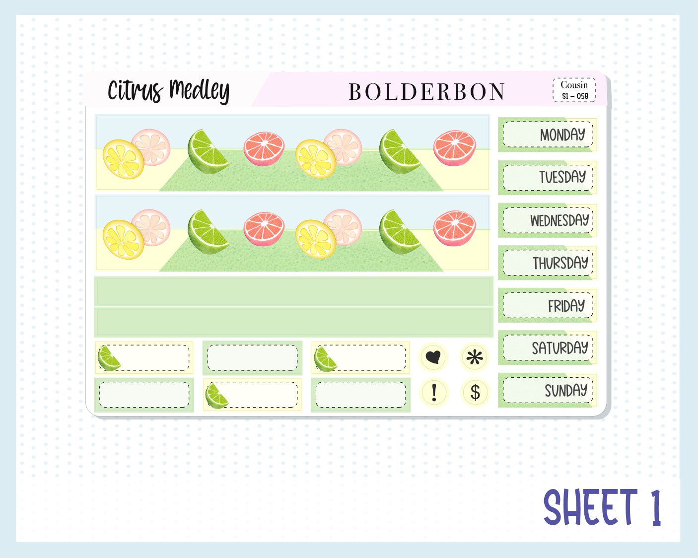 CITRUS MEDLEY || Hobonichi Cousin Planner Sticker Kit