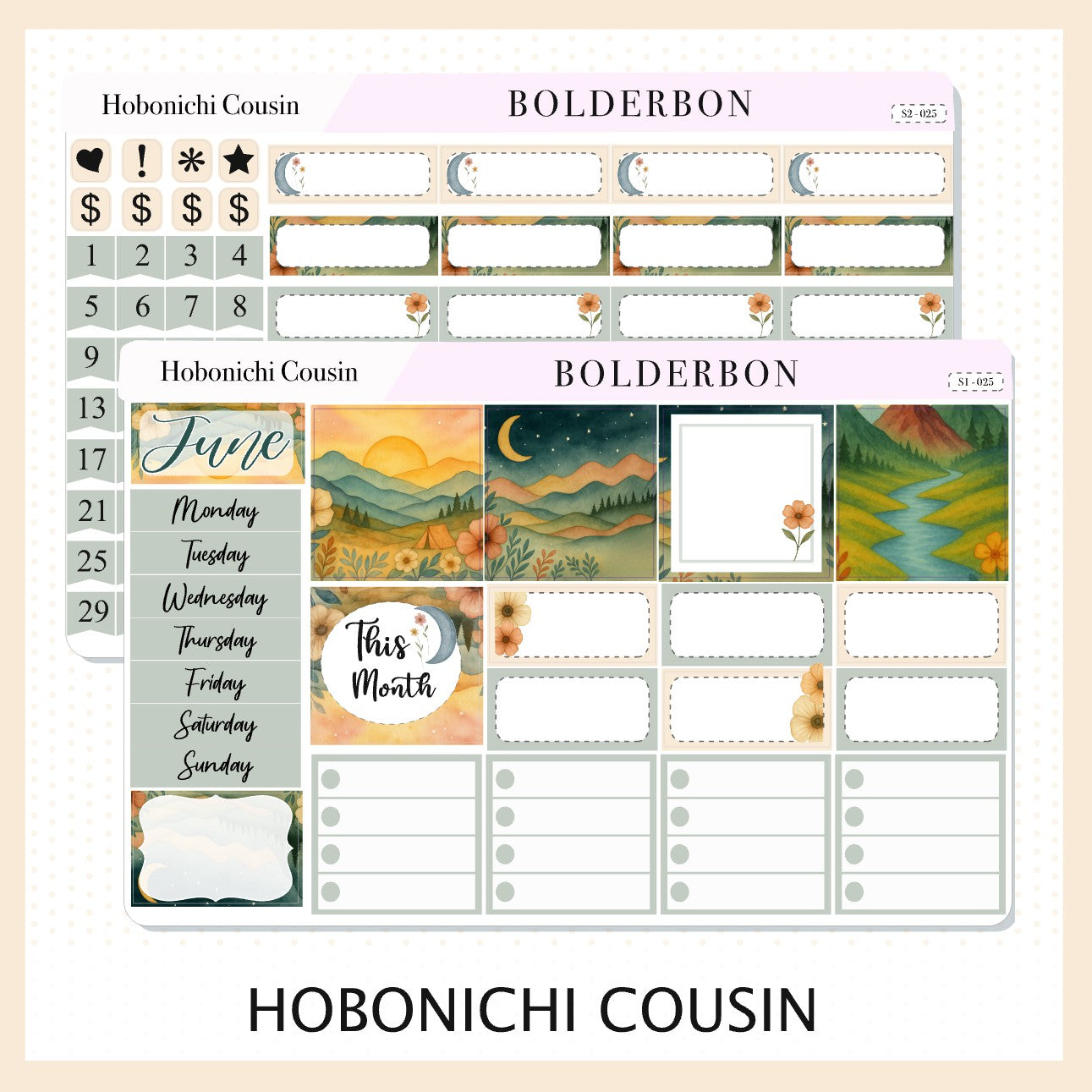 JUNE Hobonichi Cousin and A5 Day Free || Monthly Planner Sticker Kit