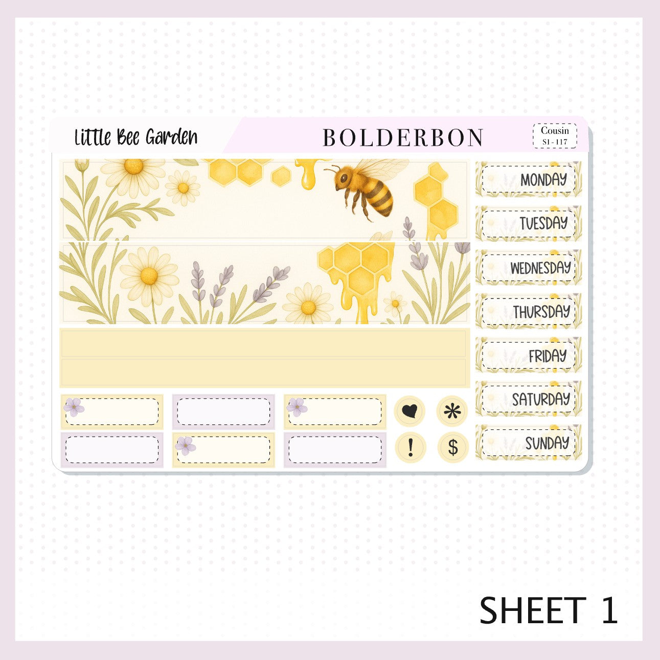 LITTLE BEE GARDEN Hobonichi Cousin || A5 Planner Sticker Kit, Aesthetic Bees, Florals & Cozy Farmhouse Vibe, Weekly Planner Stickers