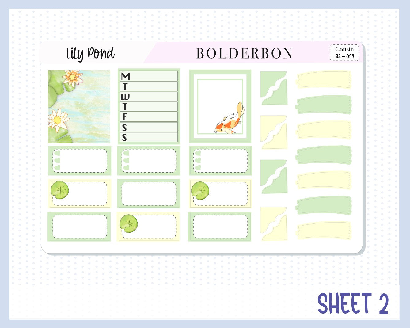 LILY POND || Hobonichi Cousin Planner Sticker Kit