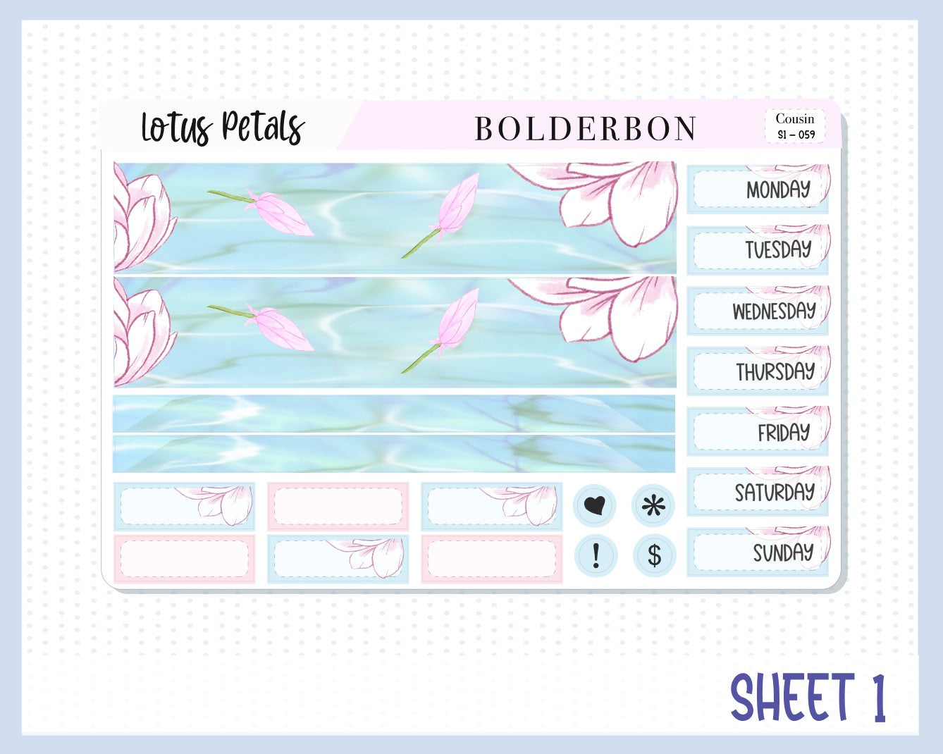 LOTUS PETALS || Hobonichi Cousin Planner Sticker Kit