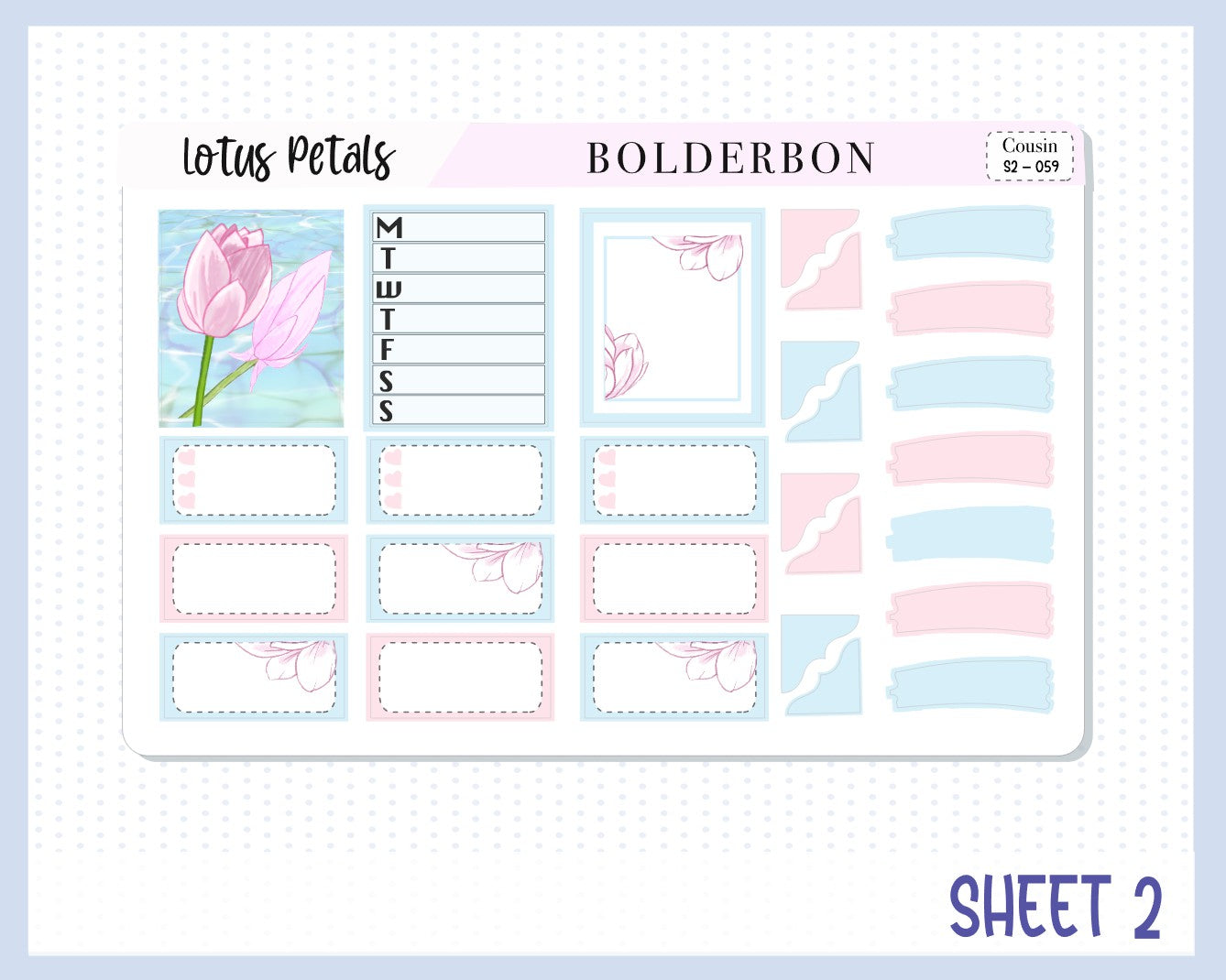 LOTUS PETALS || Hobonichi Cousin Planner Sticker Kit
