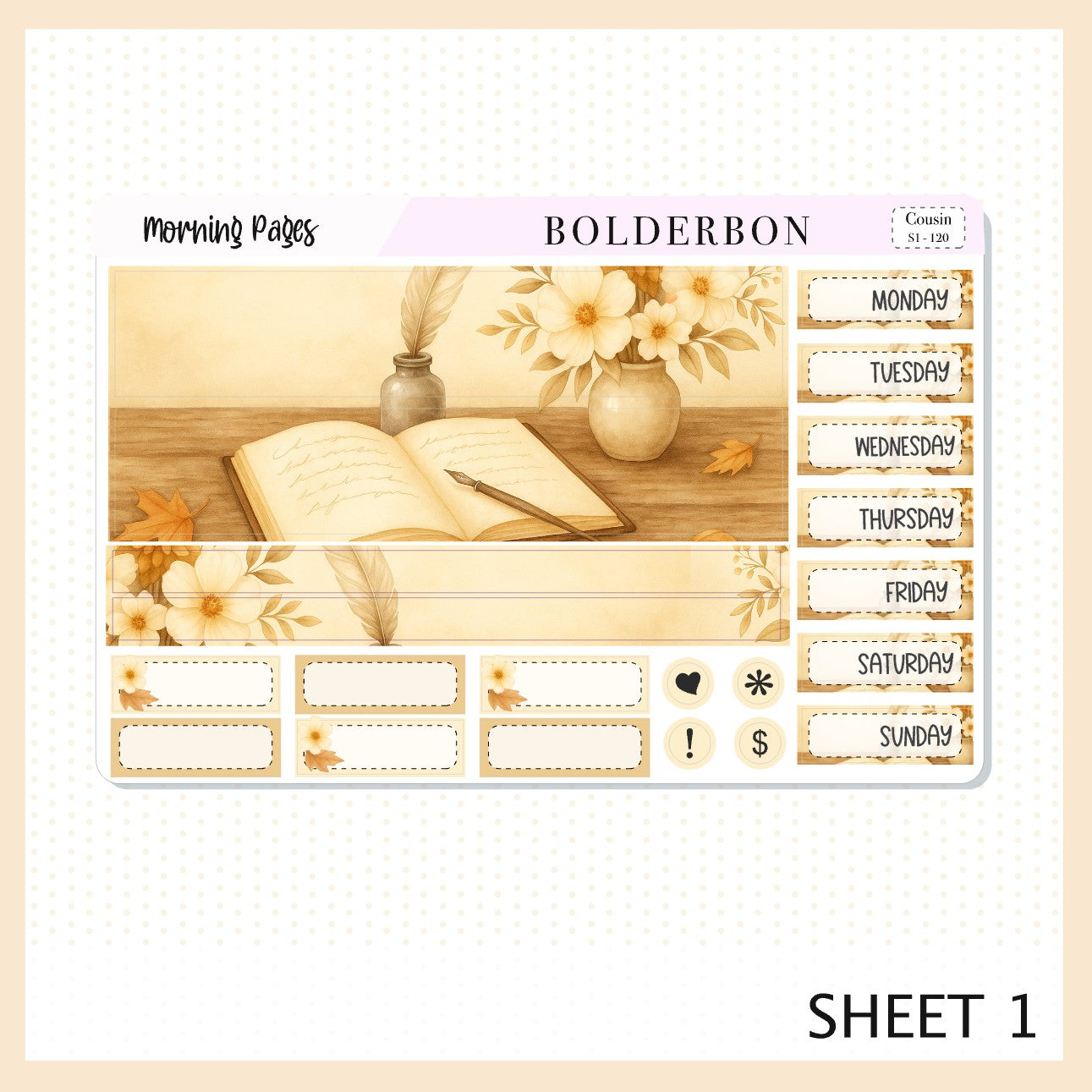 MORNING PAGES Hobonichi Cousin || A5 Planner Sticker Kit, Cozy Fall Floral Planner Stickers, Autumn Aesthetic Vibe