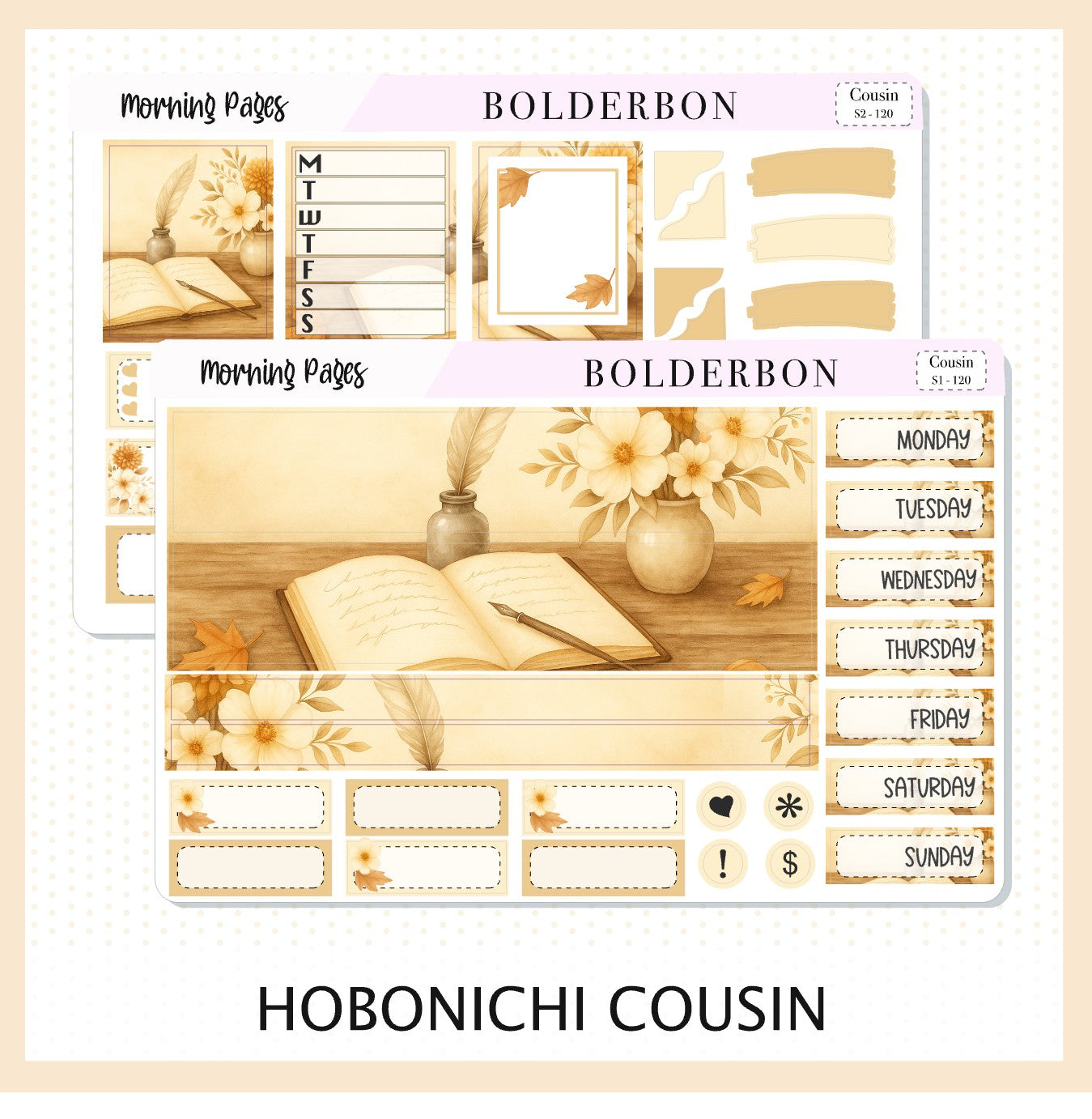 MORNING PAGES Hobonichi Cousin || A5 Planner Sticker Kit, Cozy Fall Floral Planner Stickers, Autumn Aesthetic Vibe