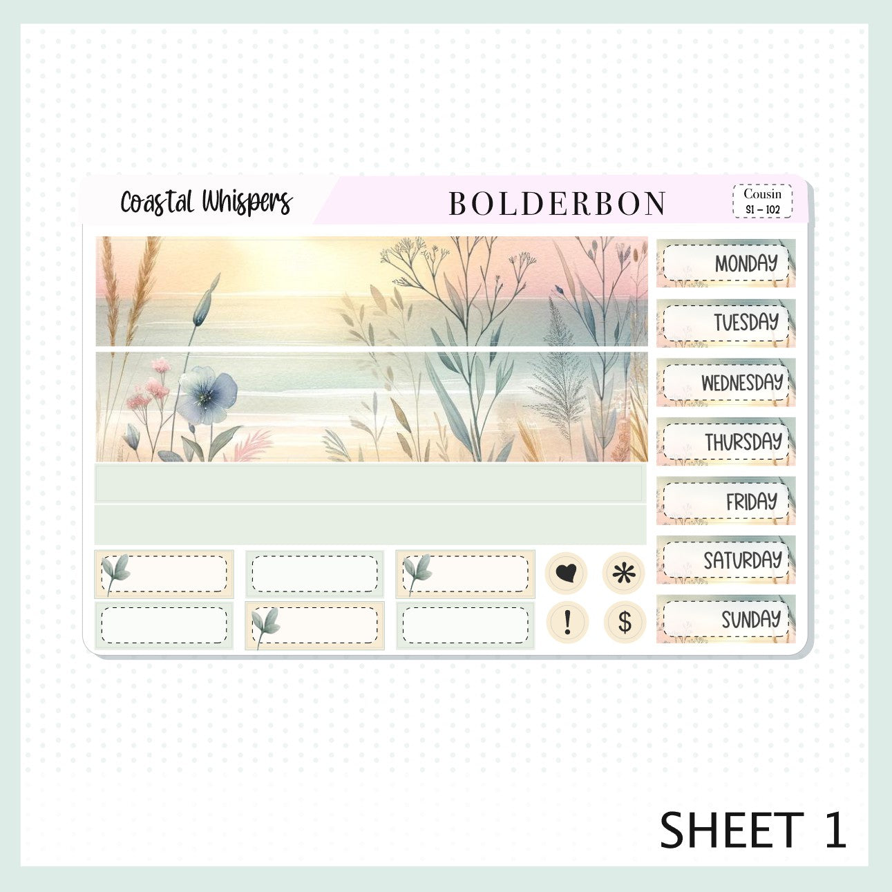 COASTAL WHISPERS Hobonichi Cousin || Planner Sticker Kit