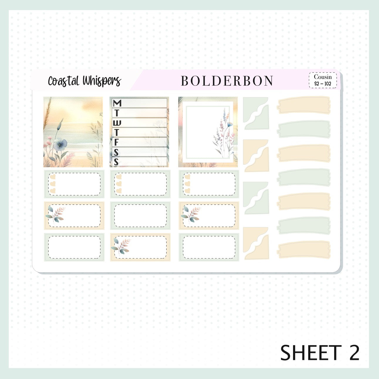 COASTAL WHISPERS Hobonichi Cousin || Planner Sticker Kit