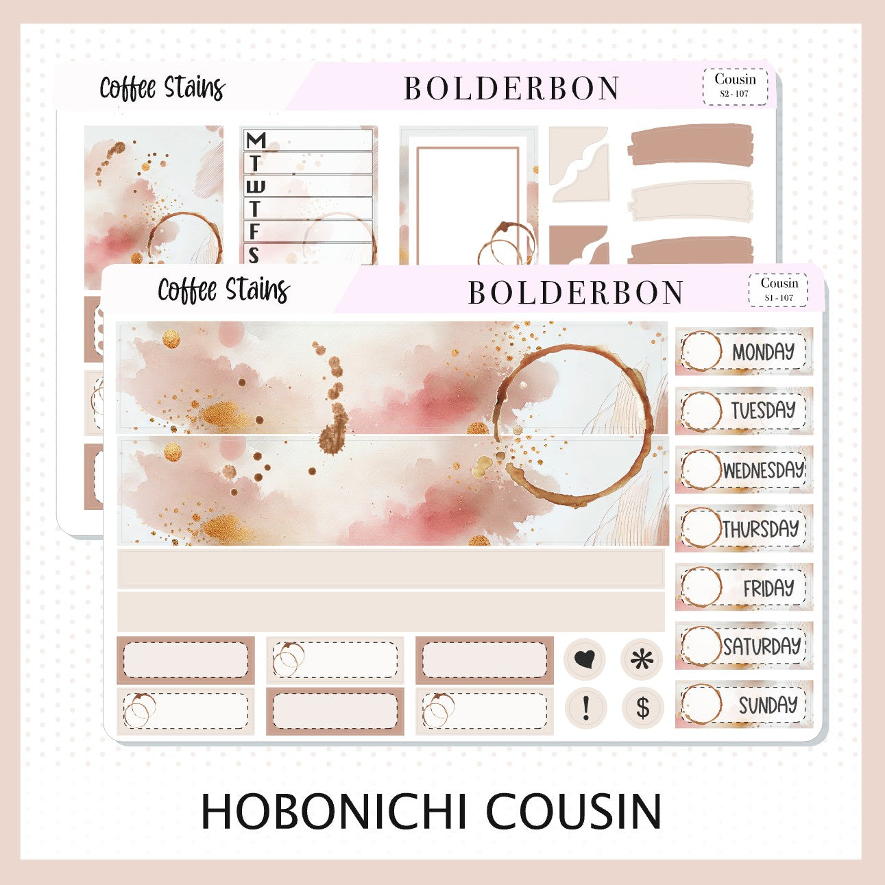 COFFEE STAINS Hobonichi Cousin || Planner Sticker Kit