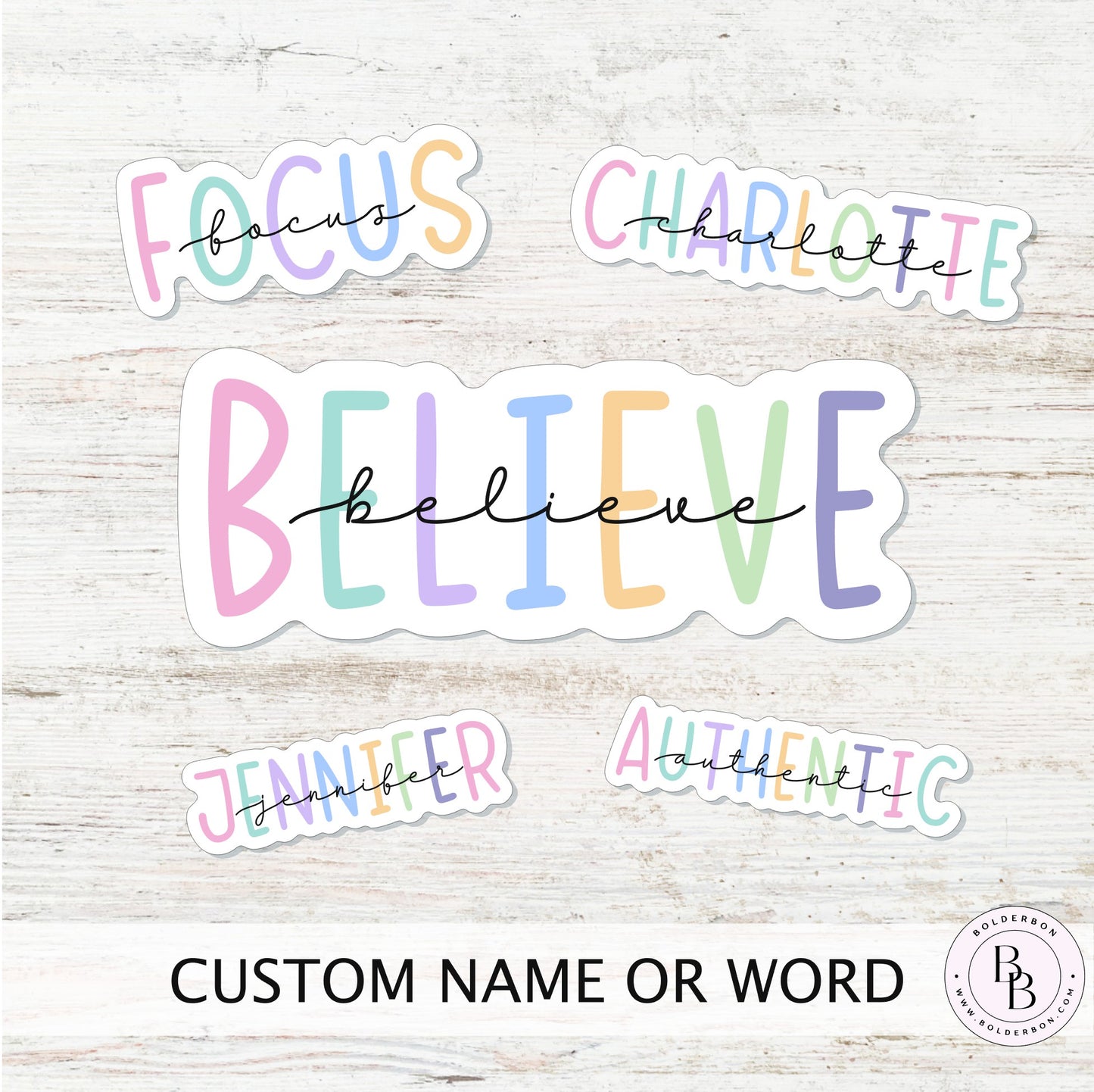 Custom Name Or Word Sticker || Personalize, Word of the year, Text, Labels, Inspirational, Motivational