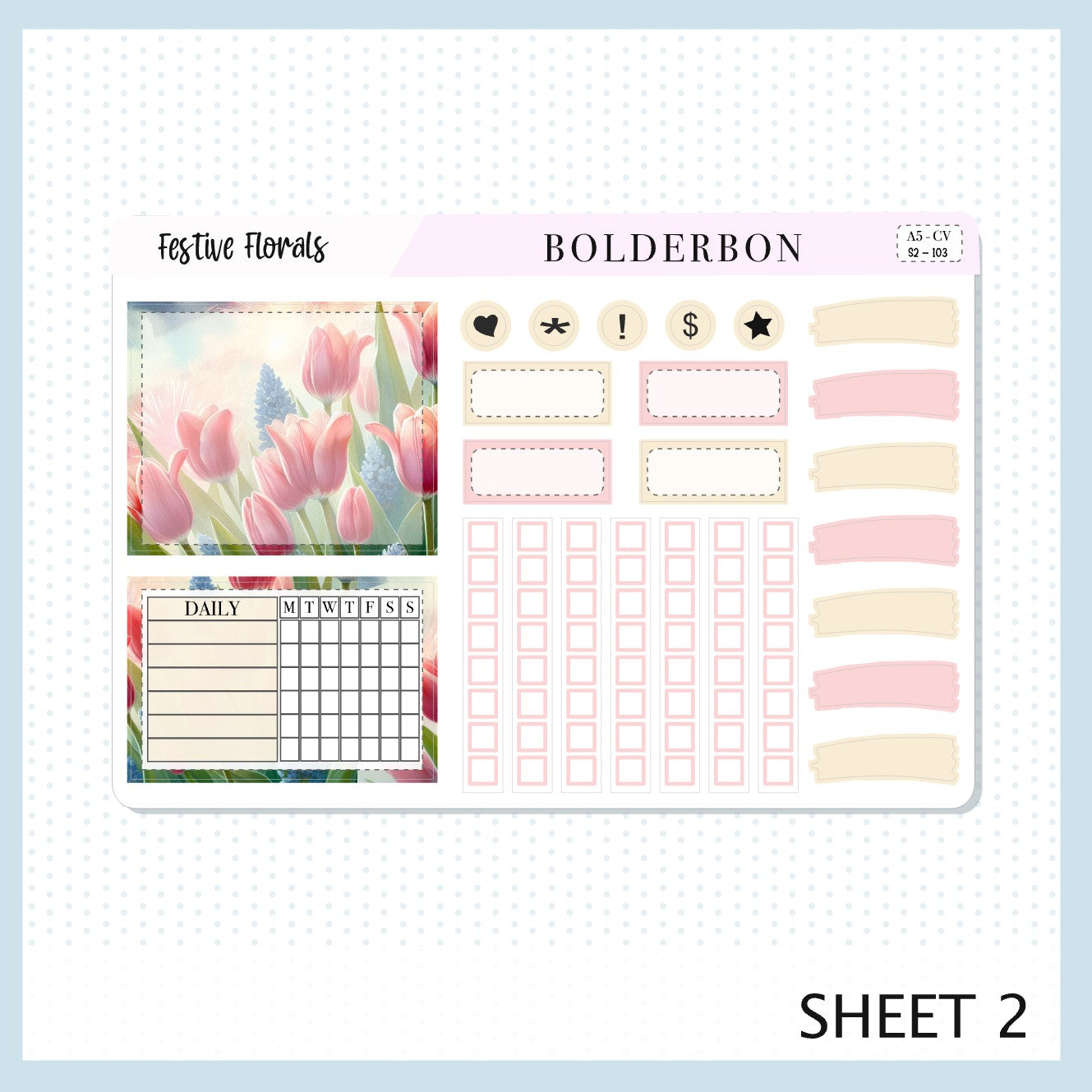 FESTIVE FLORALS "Compact Vertical" || A5 Planner Sticker Kit