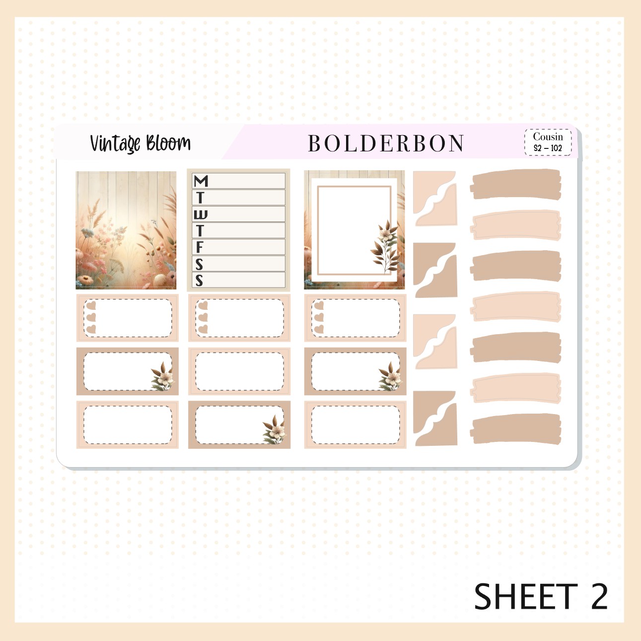 VINTAGE BLOOM Hobonichi Cousin || Planner Sticker Kit