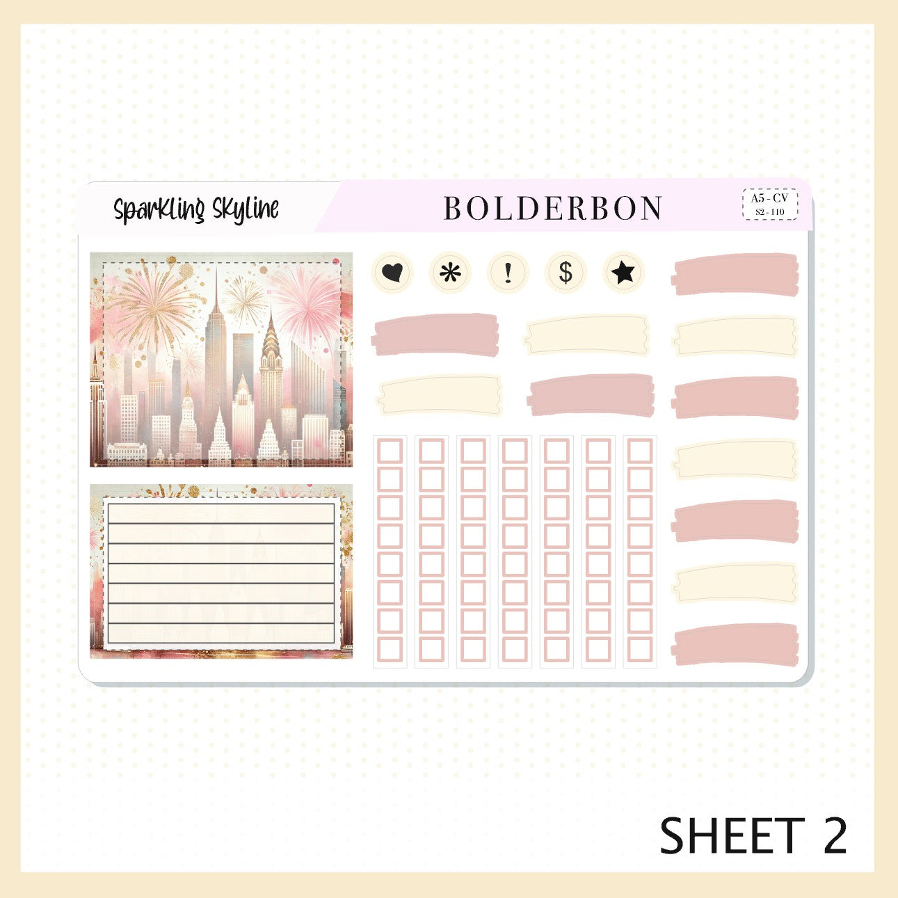 SPARKLING SKYLINE "A5 Compact Vertical" || Planner Sticker Kit