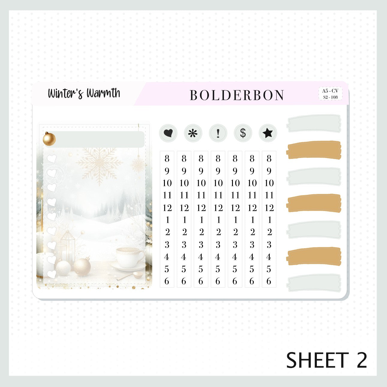 WINTER'S WARMTH "A5 Compact Vertical" || Planner Sticker Kit