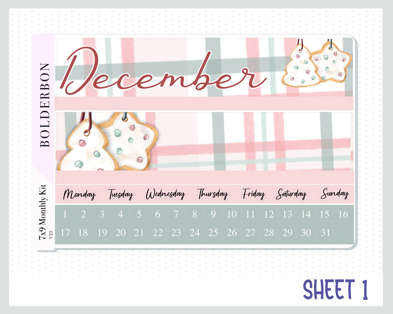 DECEMBER 7x9 Monthly Sticker Kit || Christmas, Winter