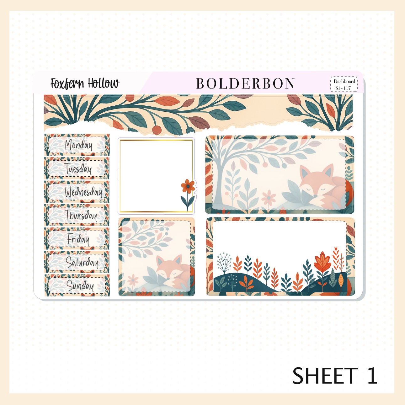 FOXFERN HOLLOW Erin Condren Dashboard Sticker kit || Whimsical Woodland Forest Theme, Fall Leaves Vibe Planner Stickers