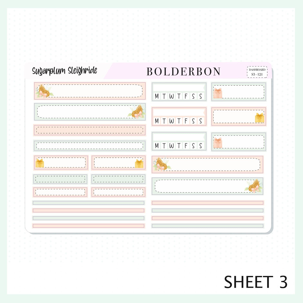 SUGARPLUM SLEIGHRIDE Erin Condren Dashboard Sticker kit || Festive Christmas Planner Stickers, Holiday Pastel Vibe