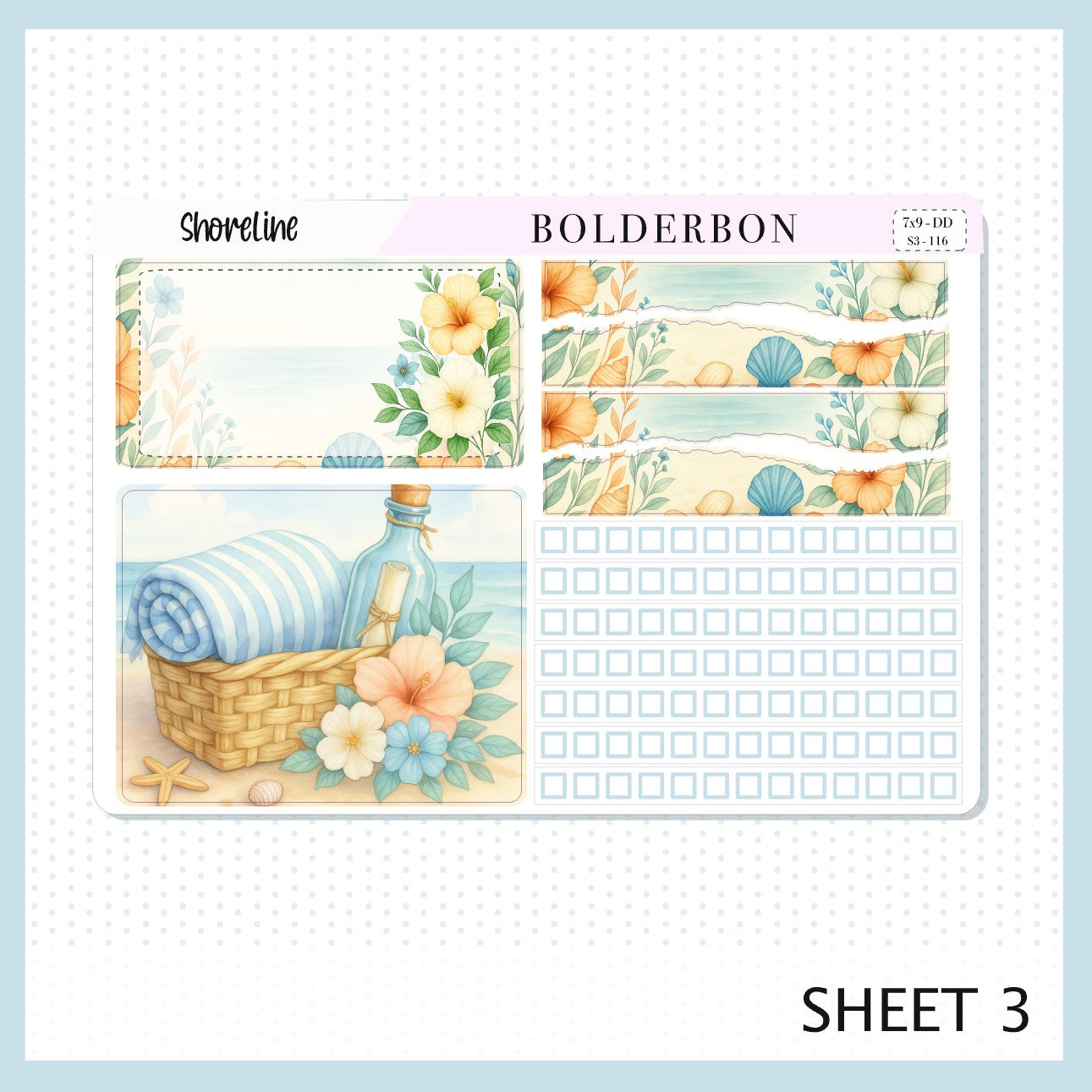 SHORELINE 7x9 Daily Duo || Planner Sticker Kit for Erin Condren