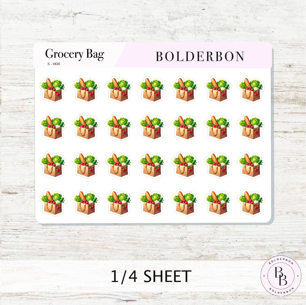 GROCERY BAG Icon Stickers || Shopping, Meal Prep, Menu Planning, Food Planner