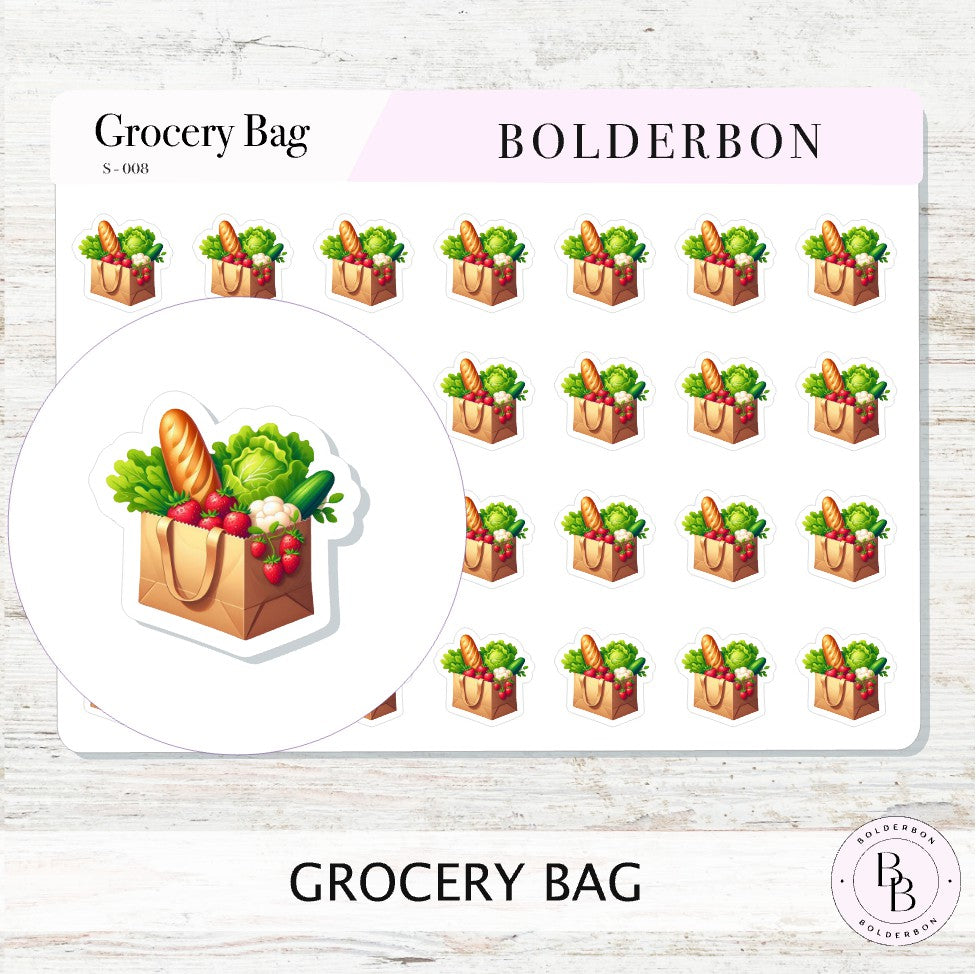 GROCERY BAG Icon Stickers || Shopping, Meal Prep, Menu Planning, Food Planner