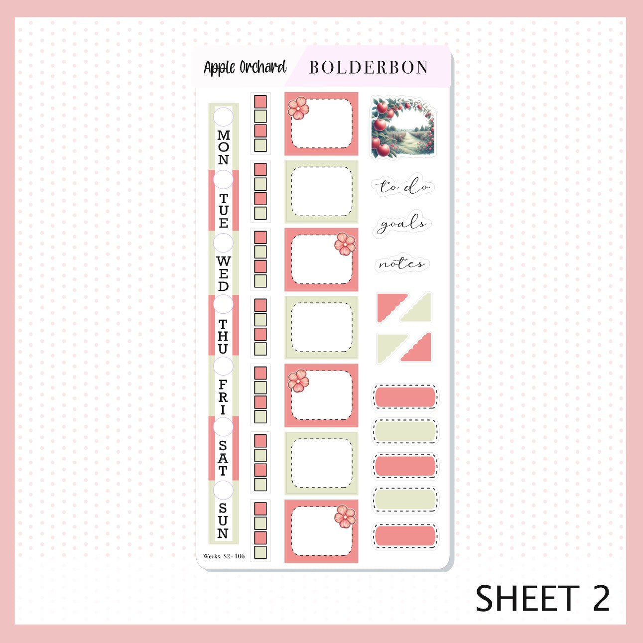 APPLE ORCHARD Hobonichi Weeks || Planner Sticker Kit