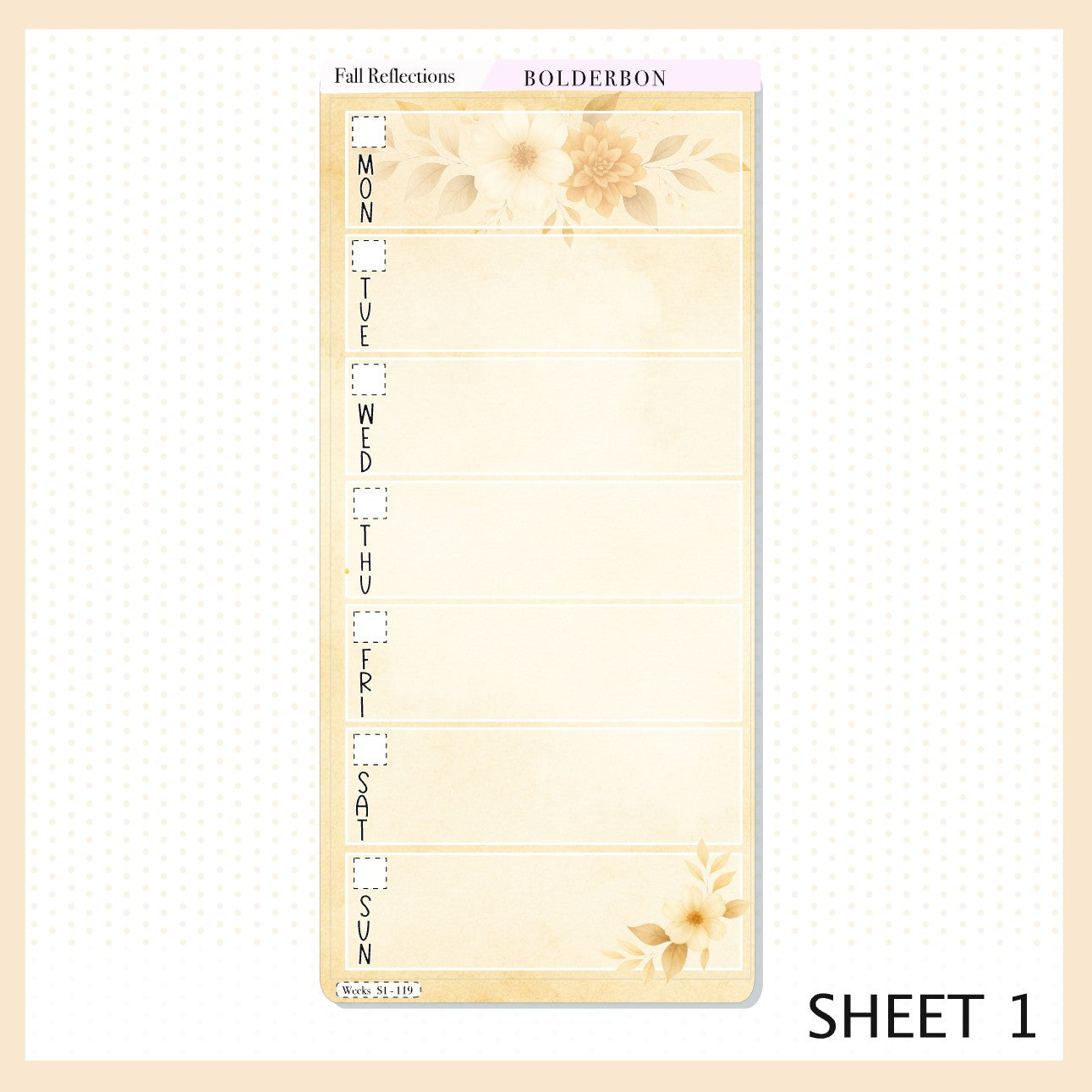 FALL REFLECTIONS Hobonichi Weeks || Cozy Fall Floral Planner Stickers, Autumn Aesthetic Vibe