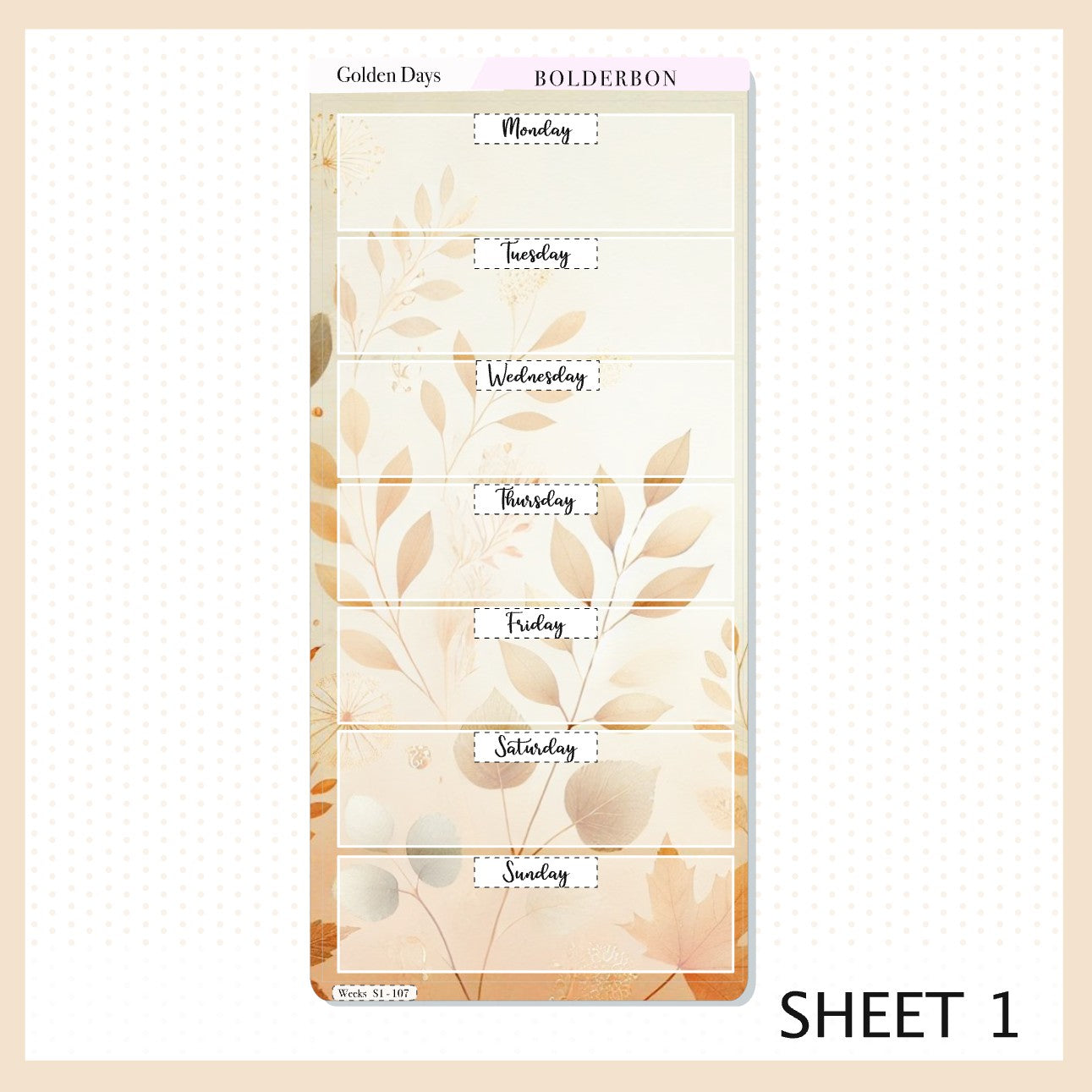 GOLDEN DAYS Hobonichi Weeks || Planner Sticker Kit