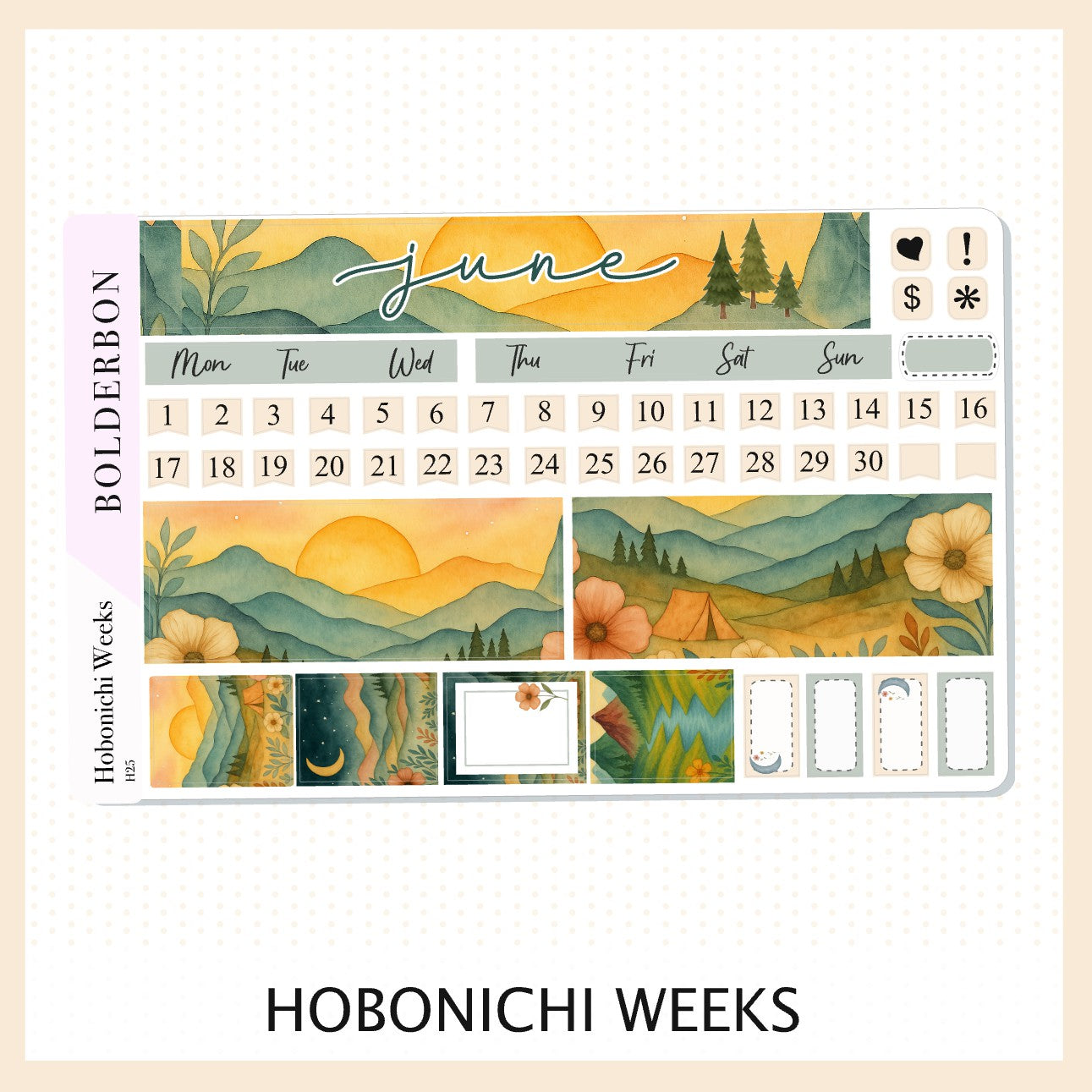JUNE Hobonichi Weeks || Monthly Planner Stickers, Dream Mountain
