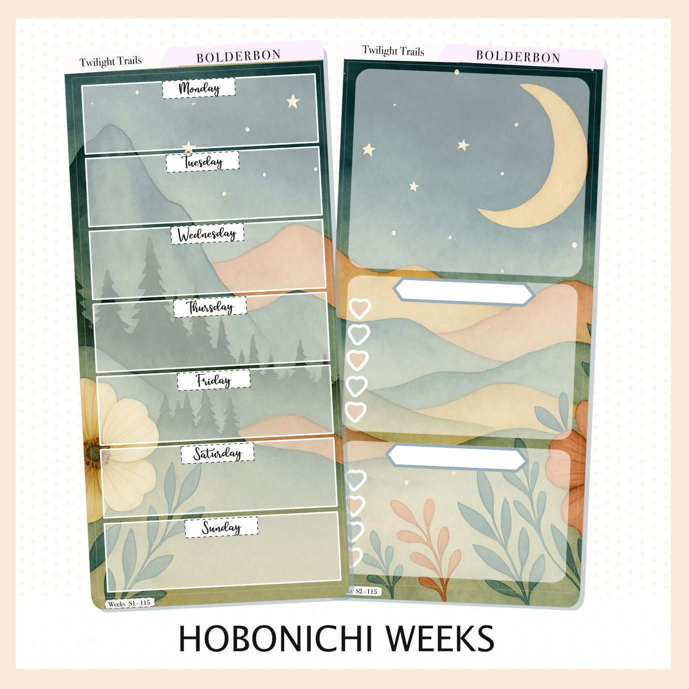 TWILIGHT TRAILS Hobonichi Weeks || Aesthetic Outdoor Nature Camping, Weekly Planner Sticker Kit )