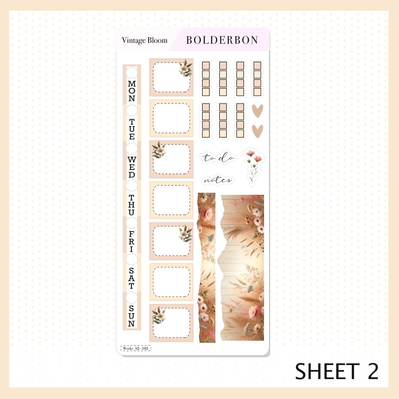 VINTAGE BLOOM Hobonichi Weeks || Planner Sticker Kit