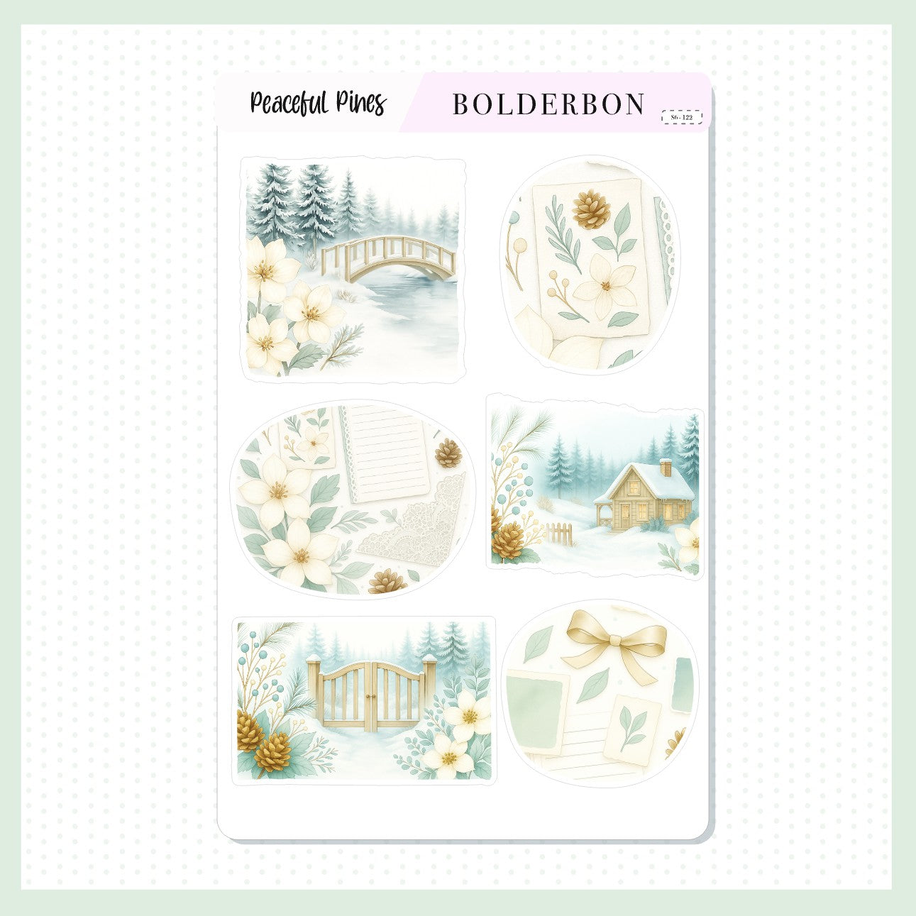 PEACEFUL PINES || Decorative Scene Journal Stickers