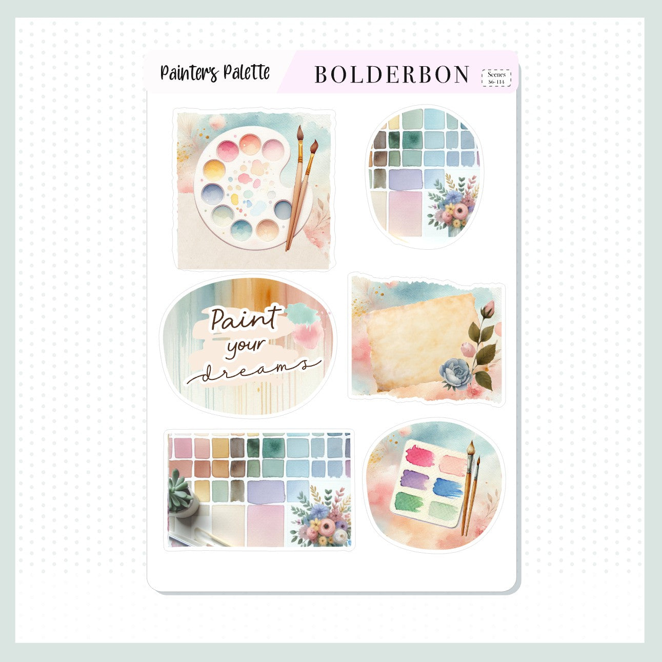 PAINTER'S PALETTE || Decorative Scene Journal Stickers