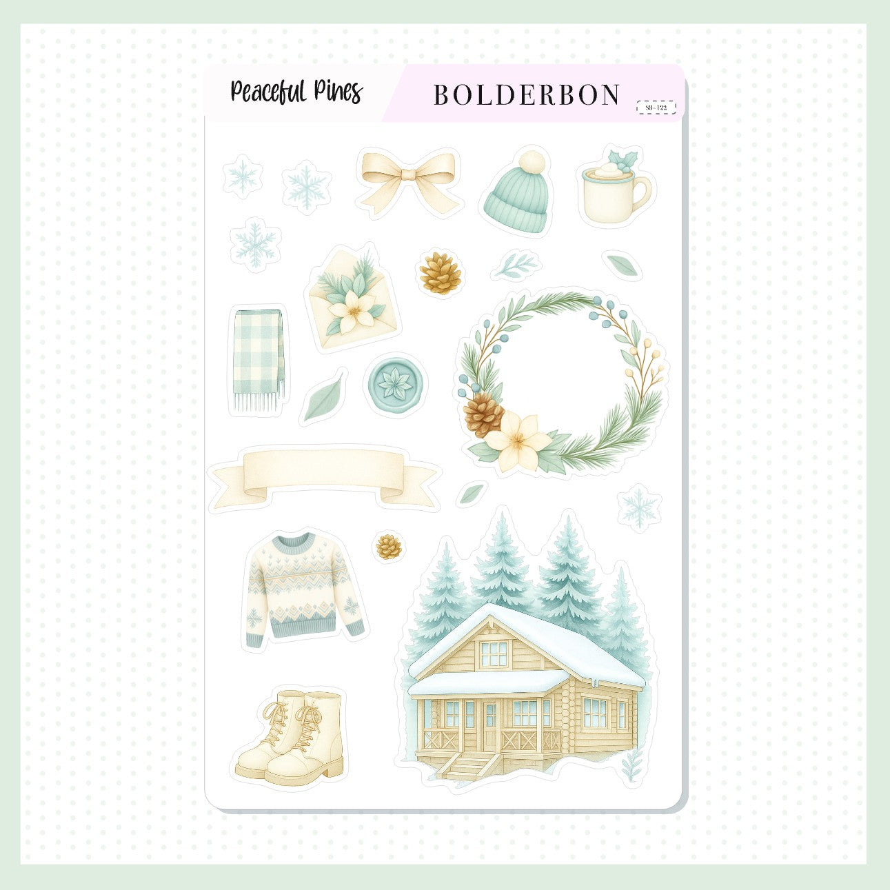 PEACEFUL PINES Decorative Sticker Sheet || Cozy Winter Vibes