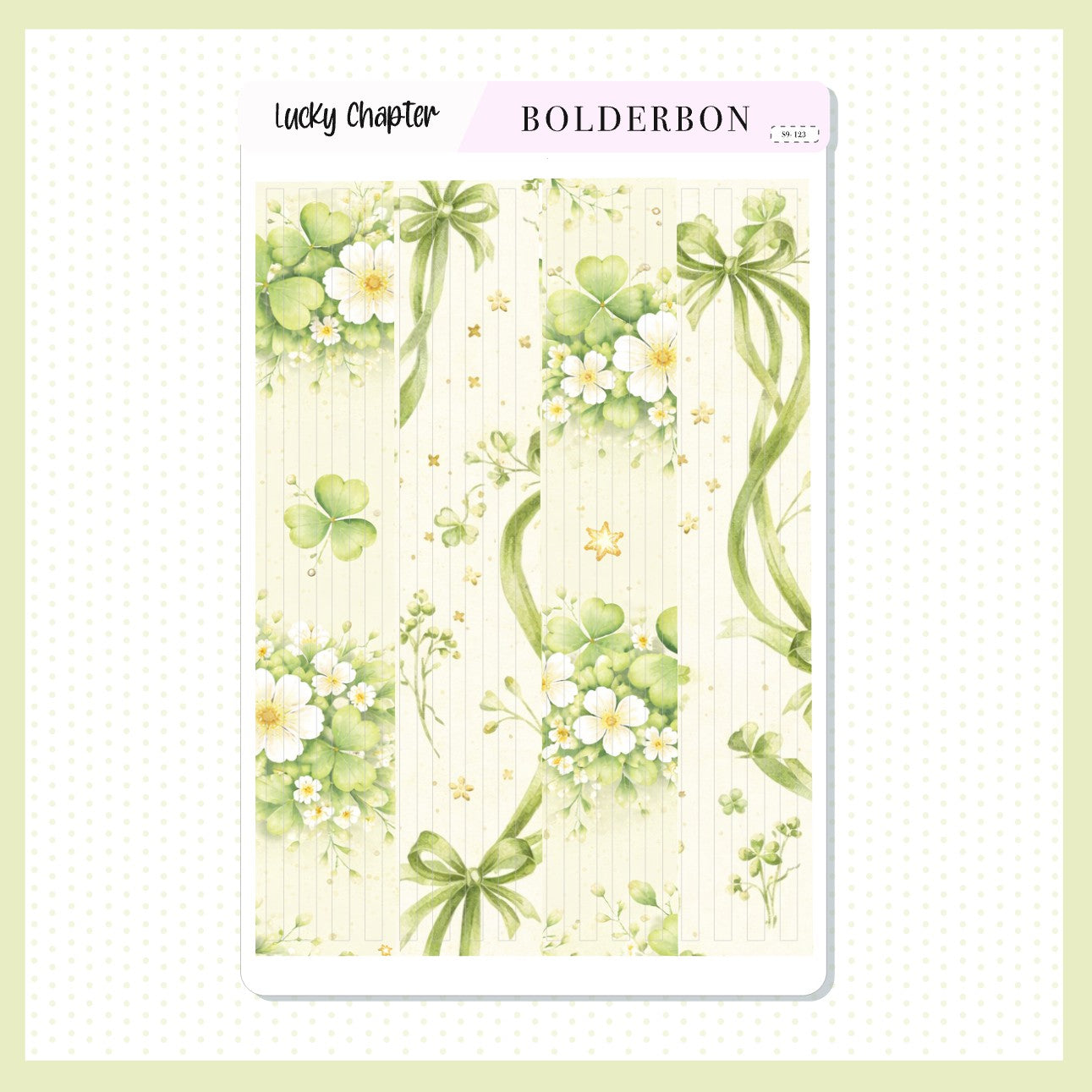 LUCKY CHAPTER Thin Washi Sticker Strips || Clover Floral Planner, Journaling Stickers