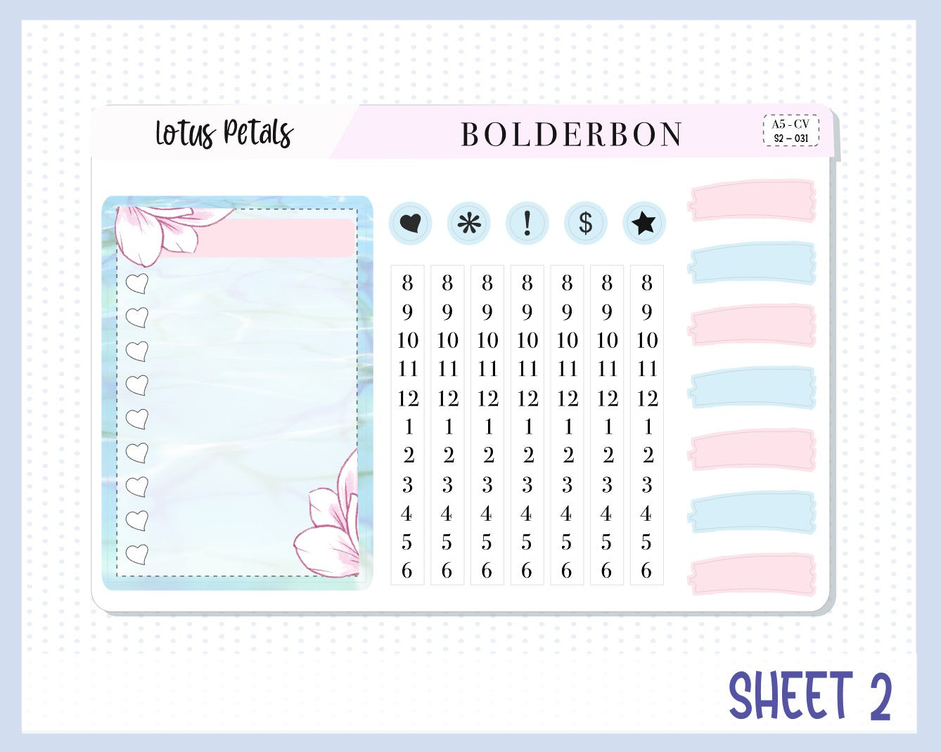 LOTUS PETALS || A5 Compact Vertical Planner Sticker Kit